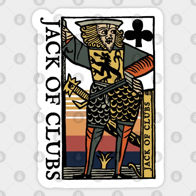 Vintage Character of Playing Card Jack of Clubs Sticker by KewaleeTee